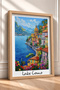 Lake Como, Kubbeli Church, and Sailors – Framed Painting, Italy Poster, Wall Decor, Itp091. - 2