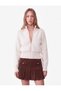 Faux Fur Textured Ribbed Stand Collar Long Sleeve Zippered Cardigan - 2