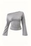 Boat Neck Mélange Gray Blouse