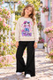 Winter, Spring, and Autumn Girls' Black Spanish Flared Bottoms and Beige Sweat Top