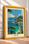 Capri, Dark and Turquoise Sea, Framed Painting, Italy Poster, Living Room, Kitchen, Wall Decor, Itp093. - 2