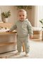 6-24 Months Baby Winter 2-Piece Tracksuit Set – 3-Strand Zippered Hoodie and Pants, Mint Green-Navy Blue Newborn Baby Set - 2