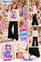Winter, Spring, and Autumn Girls' Black Spanish Flared Bottoms and Beige Sweat Top - 2