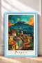 Pompeii Written Volcano and Colorful Houses Framed Painting Italy Poster Wall Decor Itp082 - 3