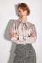 Halter Neck Silky Satin Shirt - Stone - 4