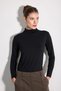 High Collar Long Sleeve Bamboo Knitted Blouse - Black
