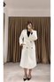 Buttoned Belted Lined Long Cashmere Coat - 4