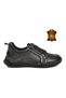 Black Genuine Leather Lace-Up Rubber Sole Women's Casual Shoes 1953840K