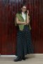 Black Polka Dot Pleated Corset Flared Skirt - 5