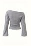 Boat Neck Mélange Gray Blouse - 3