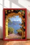 Rose of Amalfi and Yellow Rose Arch Framed Painting Italy Poster Living Room Kitchen Wall Decor Itp072
