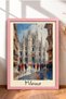 Crowd in Front of the Milan Cathedral, Framed Painting, Italy Poster, Wall Decor, Itp092.