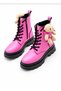 Women's Plush Teddy Bear Accessory Zippered Lace-Up Thick Sole Winter Boots Pink - 2