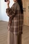 Light Brown Plaid Patterned Oversize Shirt Per5163 - 4