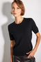 Short Sleeve Knitwear Blouse - Black - 4