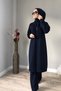 Sequin Detailed Zippered Dark Navy Blue Tracksuit Set