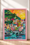 Cinque Terre Sunny Green Hillside Houses Framed Painting Italy Poster Wall Decor Itp077 - 3