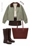 Burgundy/Dark Cherry Zippered Large Capacity Water-Resistant Shopper Bag 217 - 6