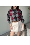 Women's Gray Baklava Patterned Short Sweater - 2
