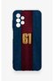 Samsung A13 Compatible Burgundy and Blue Patterned Silicone Case. - 2