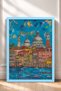 Venice, Kubbeler and Gondola Canal Framed Painting, Italy Poster, Living Room, Kitchen, Wall Decor, Itp116. - 3