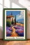 Tuscany Lavender Fields and Service Trees Framed Painting, Italy Poster, Wall Decor, Itp107.