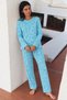 Women's Patterned Long-Sleeved Comfortable M. Green Pajama Set - 2