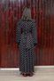 Long Black Crepe Dress with Large Polka Dots. - 5