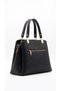 Women's Black Multi-Compartment Handbag and Shoulder Bag with Charm Detail and Adjustable Strap. - 4