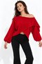 Women's Red Boat Neck Wrap-Style Knit Sweater. - 3