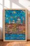 Venice, Kubbeler and Gondola Canal Framed Painting, Italy Poster, Living Room, Kitchen, Wall Decor, Itp116.