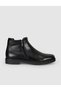 Genuine Leather Dark Black Zippered Men's Boots.