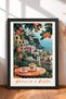 Arancia E Caffè Balkonda Coffee Keyfi Framed Painting Italy Poster Living Room Kitchen Wall Decor Itp112
