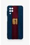 Samsung A12 Compatible Burgundy and Blue Patterned Silicone Case. - 2