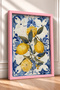 Blue Tile Border with Lemon Branch Frame, Italian Poster, Living Room and Kitchen Wall Decor, Itp111. - 2