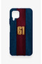 Huawei P40 Lite Compatible Burgundy and Blue Patterned Silicone Case. - 2