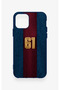 iPhone 11 Pro Compatible Burgundy and Blue Patterned Silicone Case. - 2