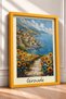 Sunflower Path and Seaside Framed Painting, Italy Poster, Living Room, Kitchen, Wall Decor, Itp104. - 2