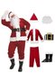 7PC Santa Claus Costumes Santa Suit With Beards Hat Boots Belt Gloves Top and Pants, Christmas Santa Outfit Set for Adults for Party Xmas Holiday
