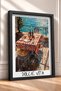 Dolce Vita Striped Tablecloth Terrace Table with Framed Painting, Italy Poster, Wall Decor, Itp114. - 2
