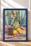 Lemons and Patterned Ceramic Jug Framed Painting, Italy Poster, Living Room, Kitchen, Wall Decor, Itp105. - 3