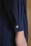 Navy Blue Dress with Patterned Details and a Drawstring Waist. - 5