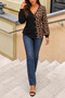 Women's Long-Sleeved V-Neck Modal Blouse with Buttoned Front and Patterned Details - New Season, Original Design, and Modern Elegance. - 2
