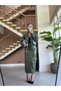 Straight-Collar Shiny Leather Jacket and Maxi Skirt Set