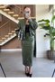 Straight-Collar Shiny Leather Jacket and Maxi Skirt Set - 4
