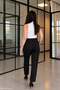 Women's Plus Size Fabric Pants with Pockets and Half Elastic Waistband 1110 - 4