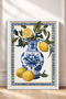 Lemon Branches in a Blue Porcelain Vase, Framed Painting, Italy Poster, Living Room, Kitchen, Wall Decor, Itp120. - 3