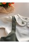 Long-Sleeved Bodysuit with Mini Tree Embroidery Detail on the Collar and Khaki Overall Set. - 5