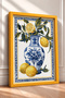 Lemon Branches in a Blue Porcelain Vase, Framed Painting, Italy Poster, Living Room, Kitchen, Wall Decor, Itp120. - 2