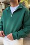Fw Cool Puff Relaxed Fit Green Half Zip Sweatshirt - 2